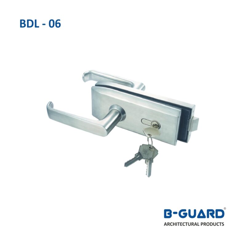Door Lock For Glass To Wall And Both Side Lever Handle (For Both Side Opening Door) With Satin Finish(BDL-06 )