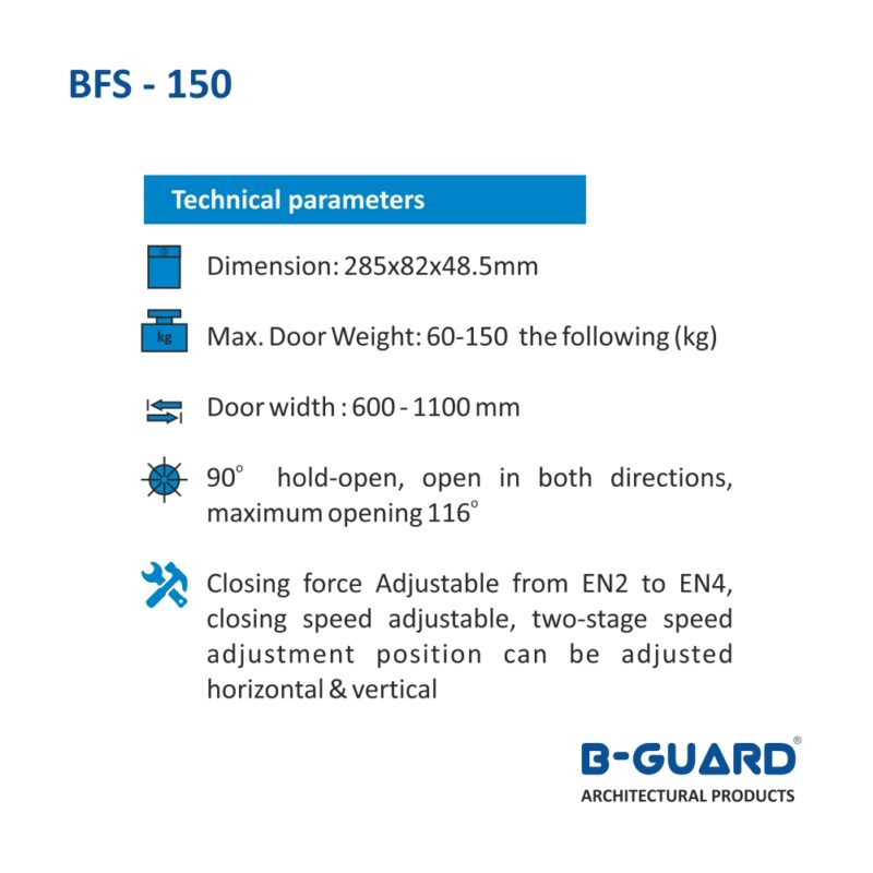 Floor Spring With 90° Hold Open(Adjustable En 2~En4 )With Satin Finish(BFS-150) - Image 2