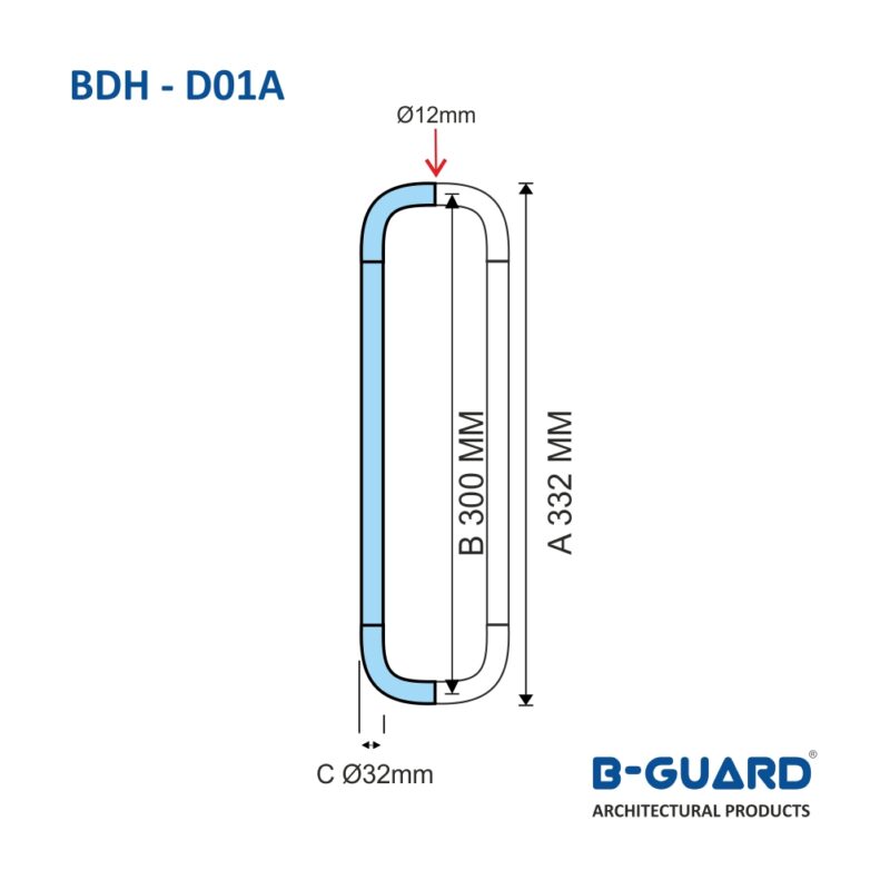 Handle D-Type For Glass Door With Satin Finish(BDH-D01A) - Image 2