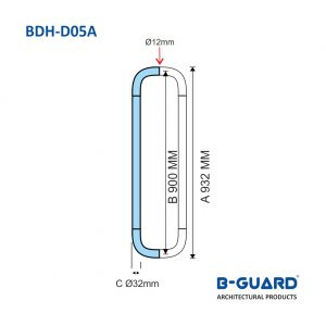 Handle D-Type For Glass Door With Satin Finish(BDH-D05A)
