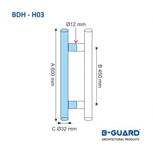 Handle H-Type For Glass Door With Satin Finish(BDH-H03)