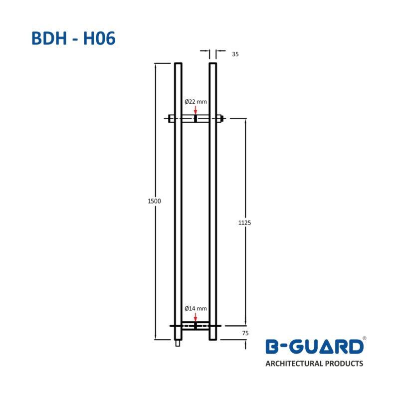 Lock Handle For Glass Door (35*1500) With Satin Finish(BDH-H06) - Image 2