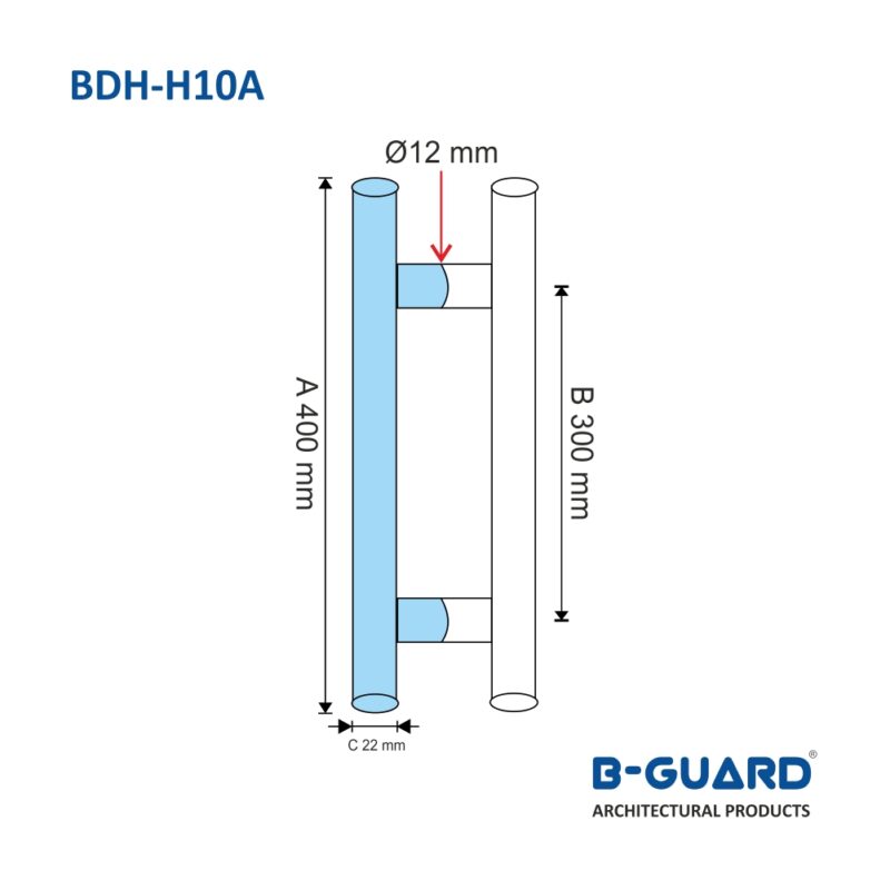 Handle H-Type For Glass Door With Satin Finish(BDH-H10A) - Image 2