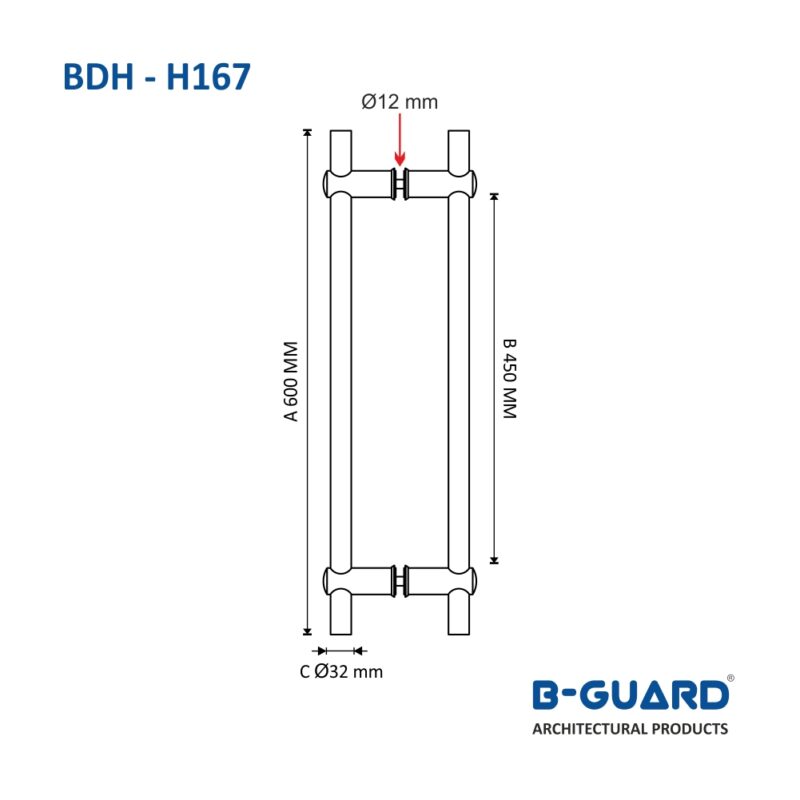 Adjustable Handle H-Type For Glass Door(BDH-H167) - Image 2