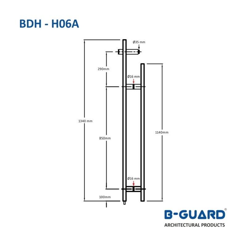 Lock Handle For Glass Door (25*1340)( BDH-H06A) - Image 2