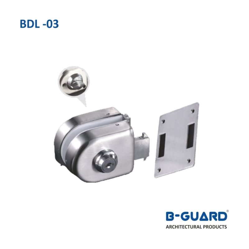 Door Lock For Glass To Wall One Side Key One Side Knob With Strike Plate With Satin Finish(BDL-03)