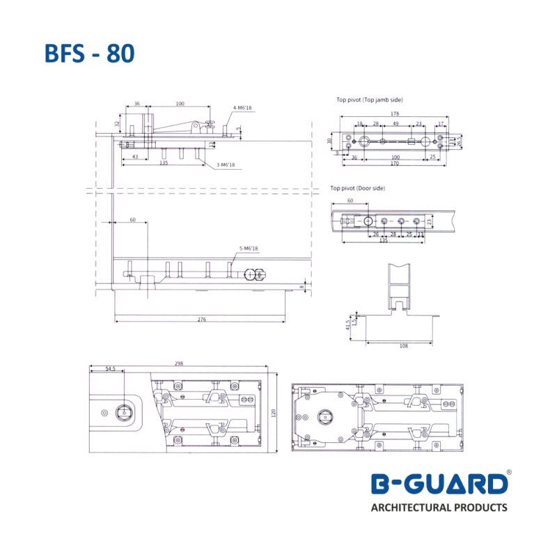 Floor Spring With 90° Hold Open (En 3) With Satin Finish(BFS-80) - Image 5