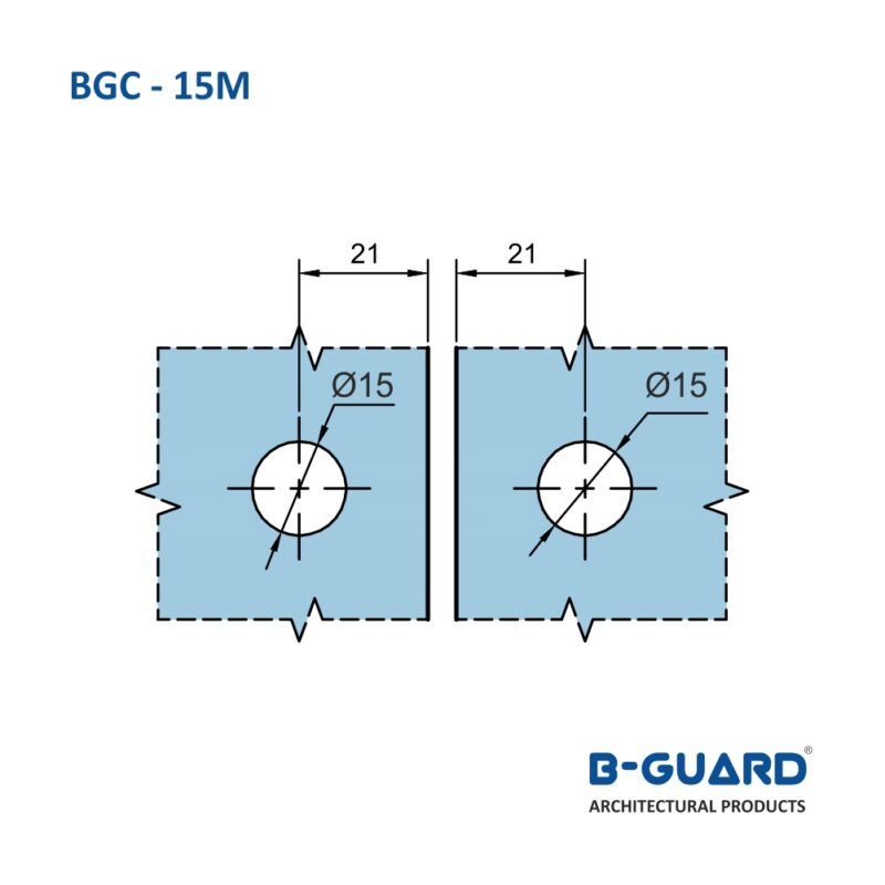 Connector To Join Glass To Glass Panel At 180° Thickness 4mm With Mirror Finish(BGC-15M) - Image 2