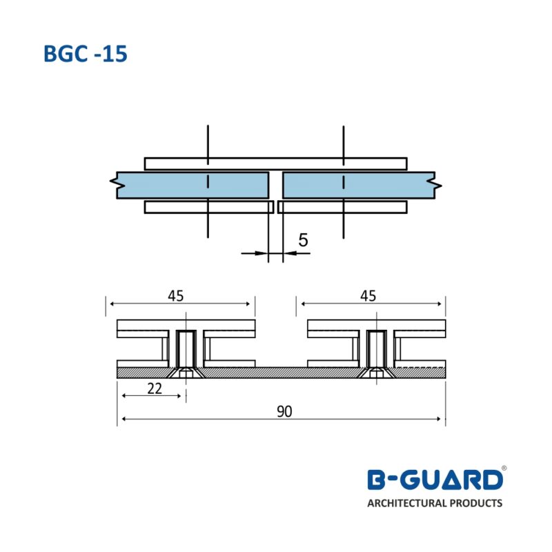 Connector To Join Glass To Glass Panel At 180° Thickness 4mm With Satin Finish(BGC-15) - Image 4