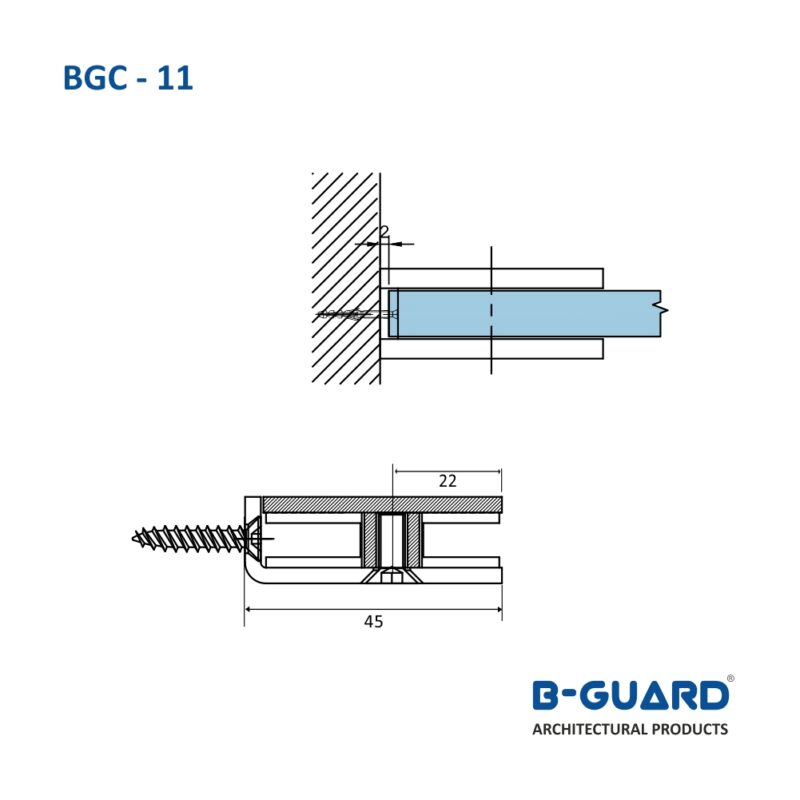 Connector To Join Glass Panel To Wall Or Floor Thickness 4mm With Satin Finish(BGC-11) - Image 4
