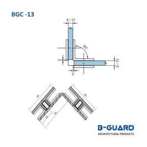 Connector To Join Glass To Glass Panel At 90° Thickness 4mm With Satin Finish(BGC-13) - Image 4