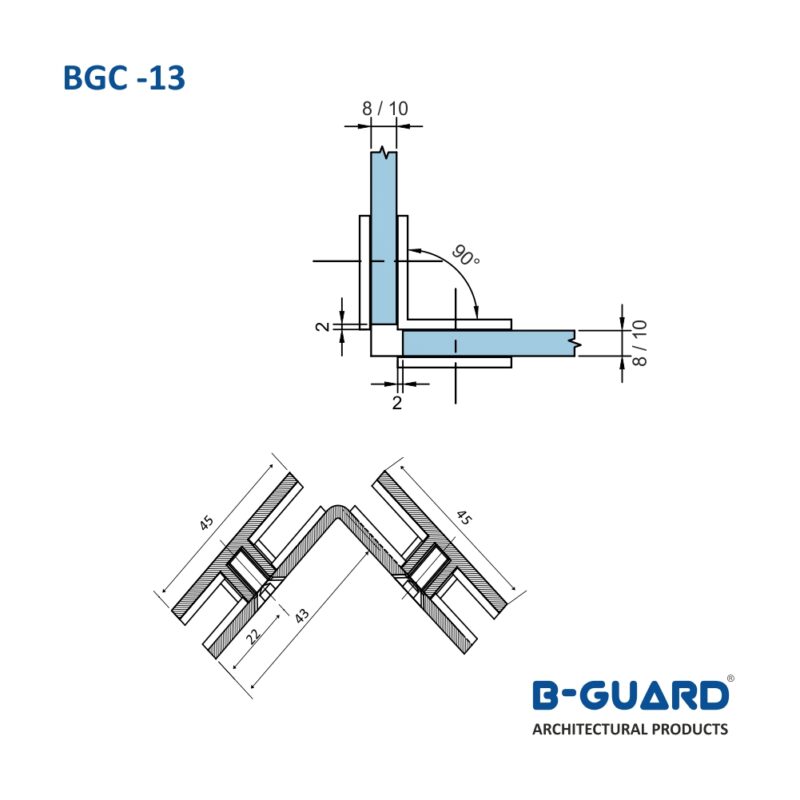 Connector To Join Glass To Glass Panel At 90° Thickness 4mm With Satin Finish(BGC-13) - Image 4