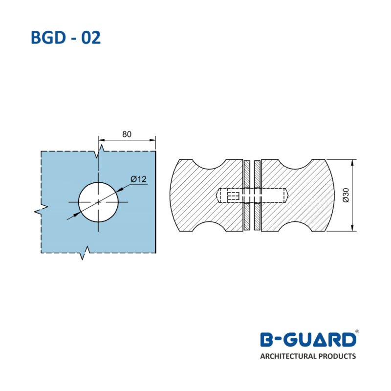 Glass Door Knob Ø30×30mm With Satin Finish(BGD-02) - Image 2