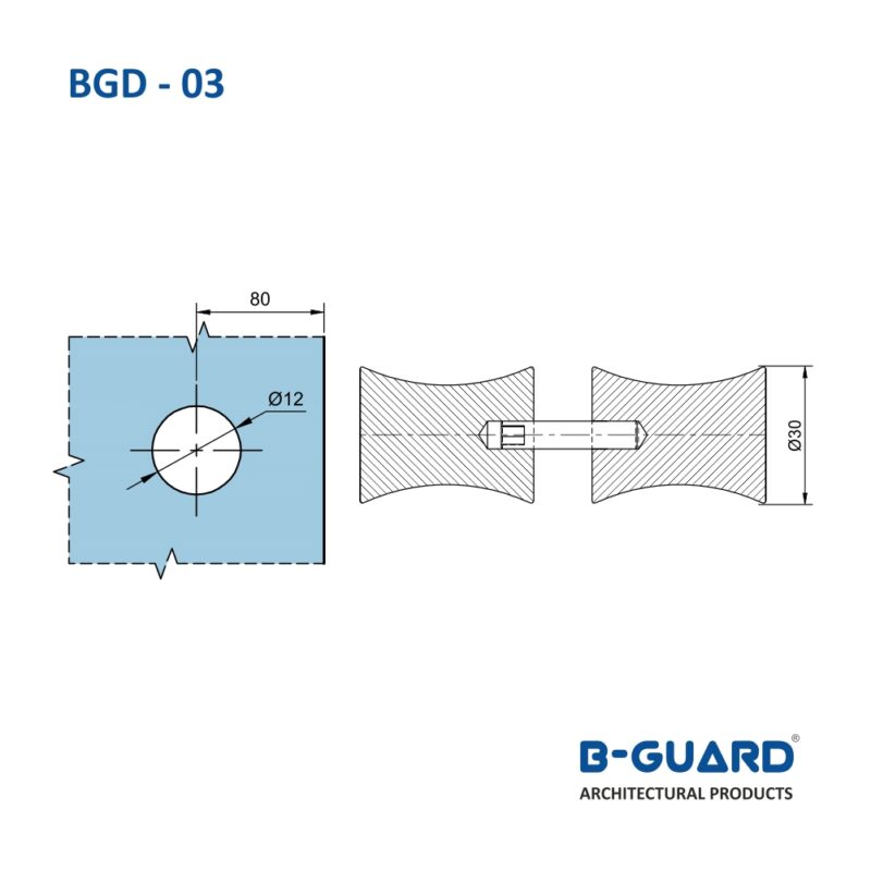 Glass Door Knob Ø30×30mm With Mirror Finish(BGD-03) - Image 2