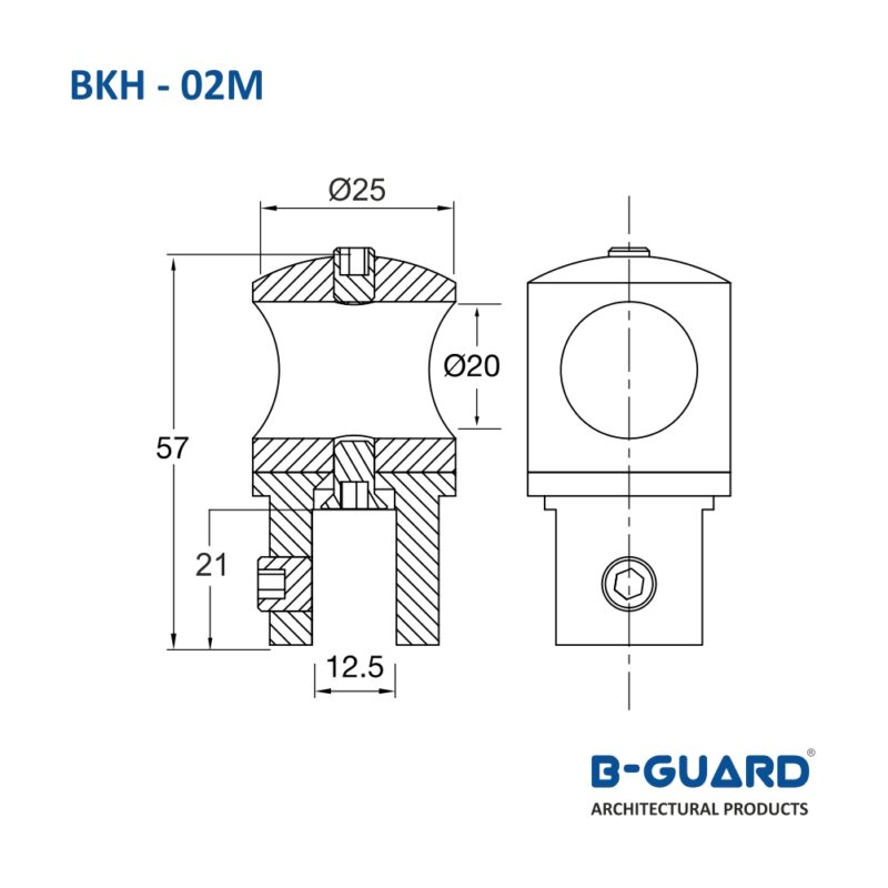 Connector To Join Supporting Pipe And Glass Panel With Mirror Finish (BKH-02M) - Image 2
