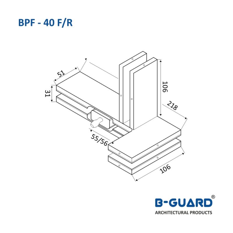 Over Panel Side Panel Connector With Fin Fitting Right / Left With Satin Finish(BPF-40F R) - Image 2