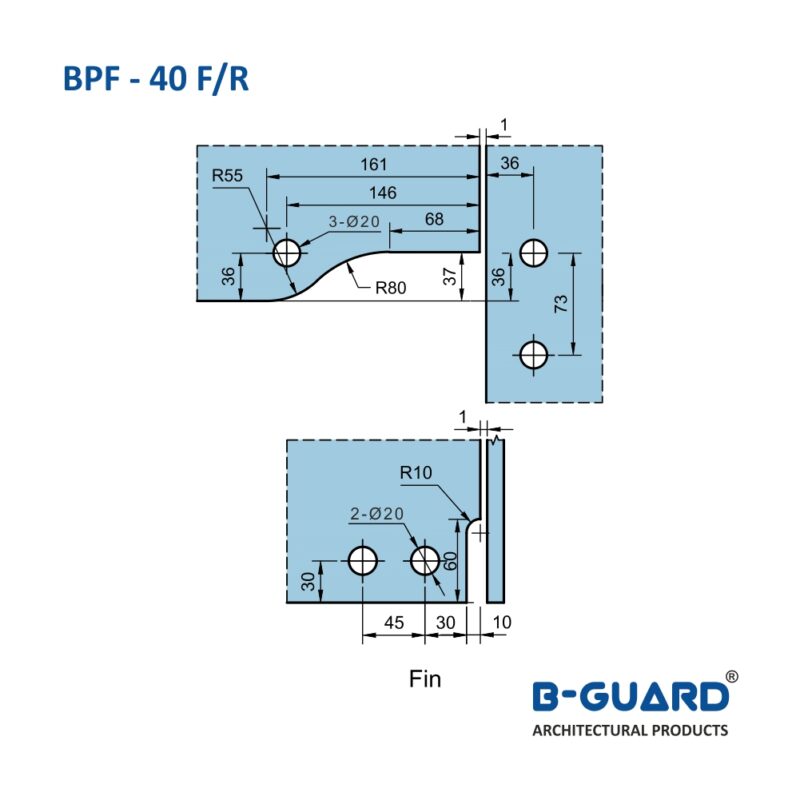 Over Panel Side Panel Connector With Fin Fitting Right / Left With Satin Finish(BPF-40F R) - Image 4