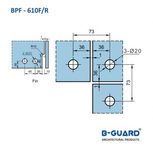 Corner Patch To Connect 2 Glass Panels With Fin Left / Right With Satin Finish(BPF-610F R)
