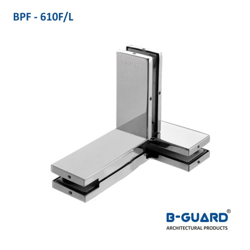 Corner Patch To Connect 2 Glass Panels With Fin Left / Right With Satin Finish(BPF-610F L)