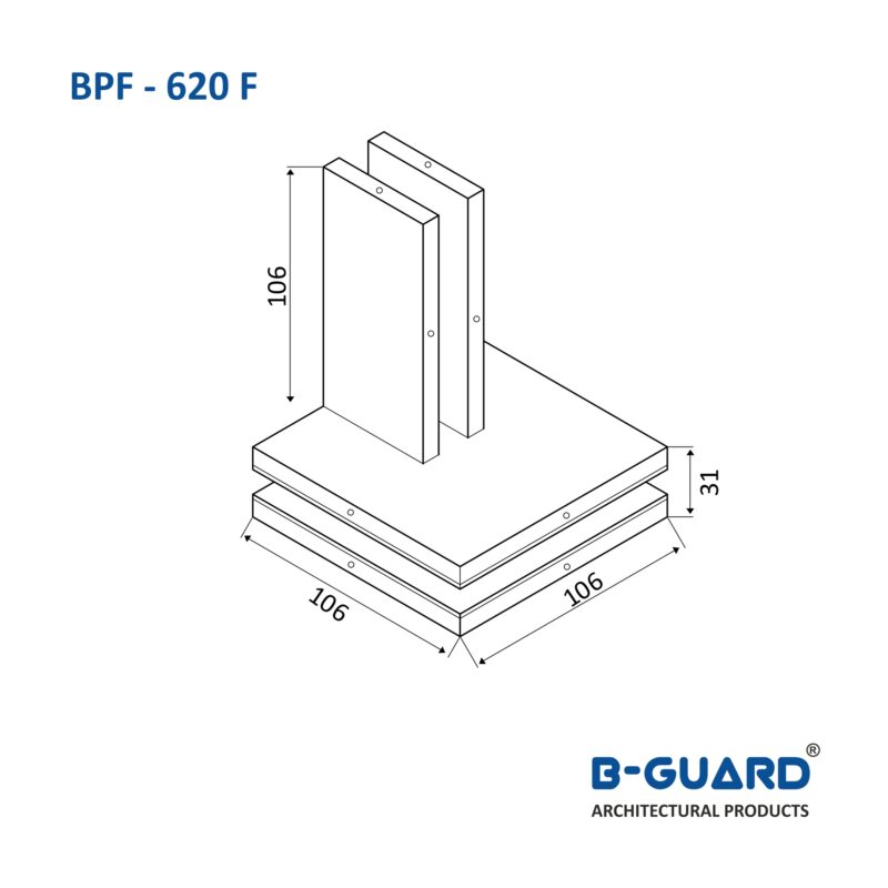 Patch To Fix 4 Glass Panels With Fin With Satin Finish(BPF-620F) - Image 2
