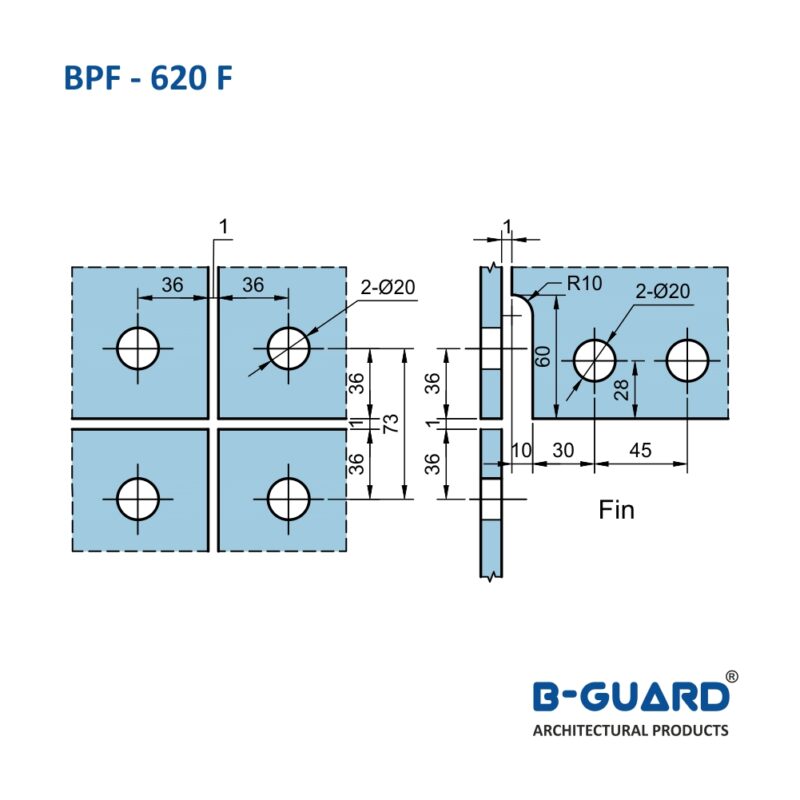 Patch To Fix 4 Glass Panels With Fin With Satin Finish(BPF-620F) - Image 4