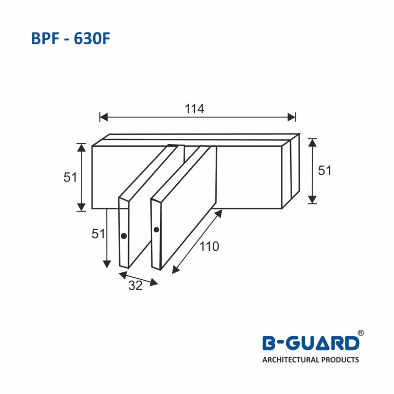 Patch To Fix 2 Glass Panels With Fin With Satin Finish(BPF-630F) - Image 2