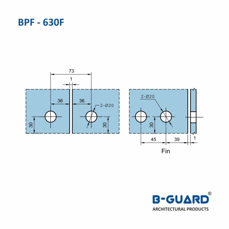 Patch To Fix 2 Glass Panels With Fin With Satin Finish(BPF-630F) - Image 4