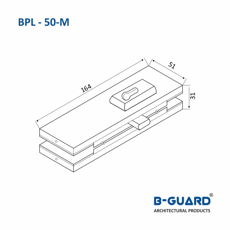 Corner Patch Lock To Secure Swing Door With Mirror Finish (BPL-50M) - Image 2