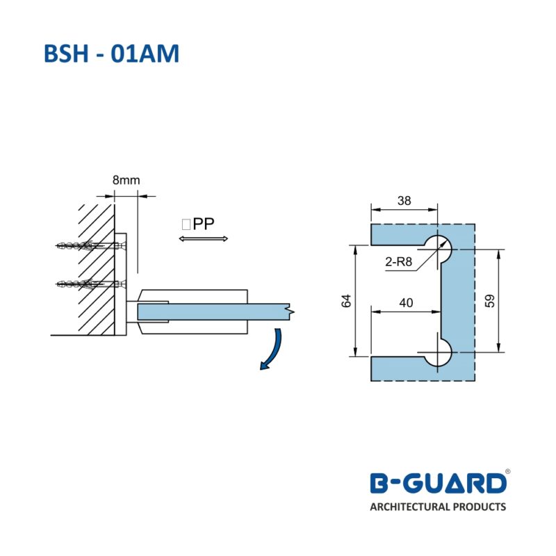 Offset Hinge To Join Glass Door With Wall (BSH-01AM) - Image 4