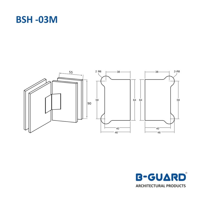 Hinge To Join Glass Door With Fixed Glass At 135° (BSH-03M) - Image 2