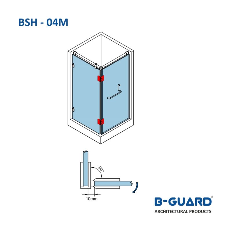 Hinge To Join Glass Door With Fixed Glass At 90° (BSH-04M) - Image 3