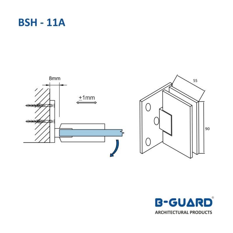 Offset Hinge To Join Glass Door With Wall With Mirror Finish(BSH-11A) - Image 4