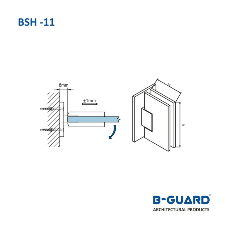 Hinge To Join Glass Door With Wall With Mirror Finish(BSH-11) - Image 4