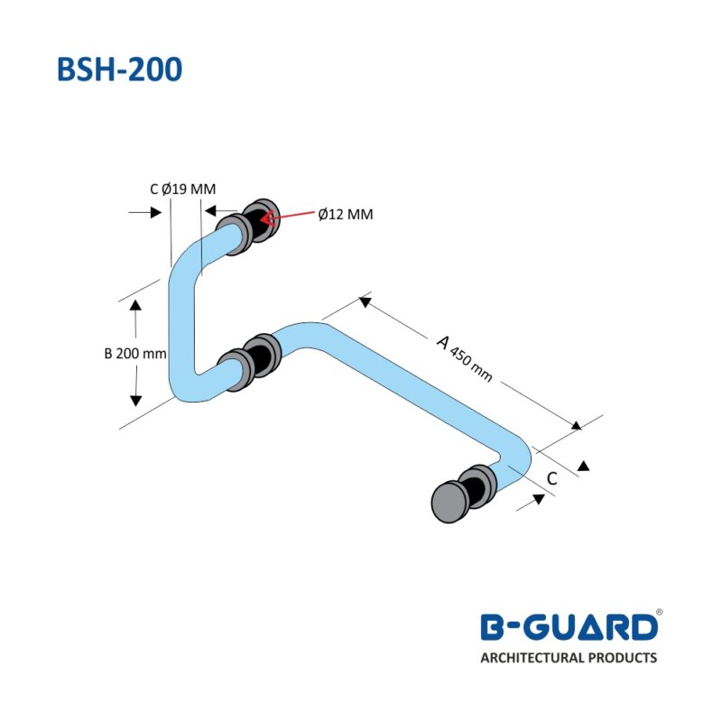 Handle-Cum-Towel Bar For Shower Room With Mirror Finish (BSH-200) - Image 2